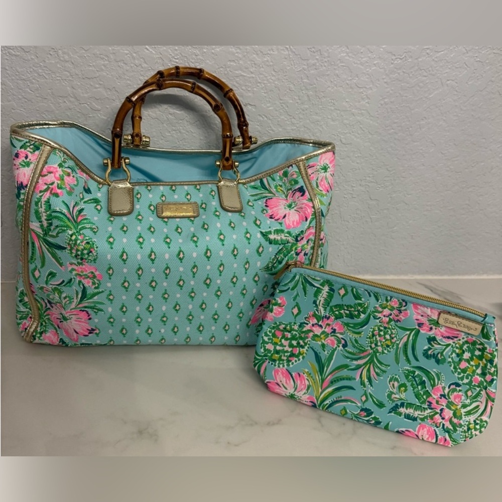 Lilly Pulitzer Greydon Canvas Tote Oh diamond girl print with a gift ❤️‍🔥 - Picture 7 of 14